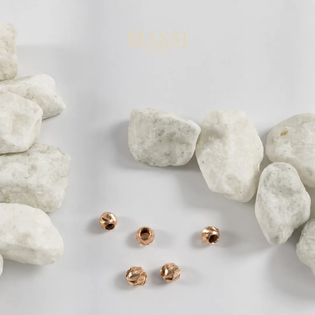 5 Balines #3 Diamantados Oro Nacional Rosa de 3 mm de diámetro