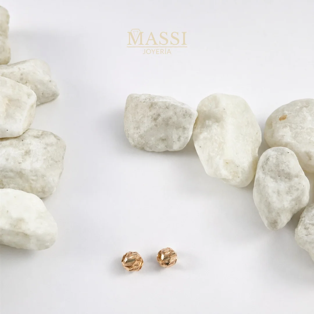 2 Balines #3 Diamantados Oro Nacional Rosa de 3 mm de diámetro