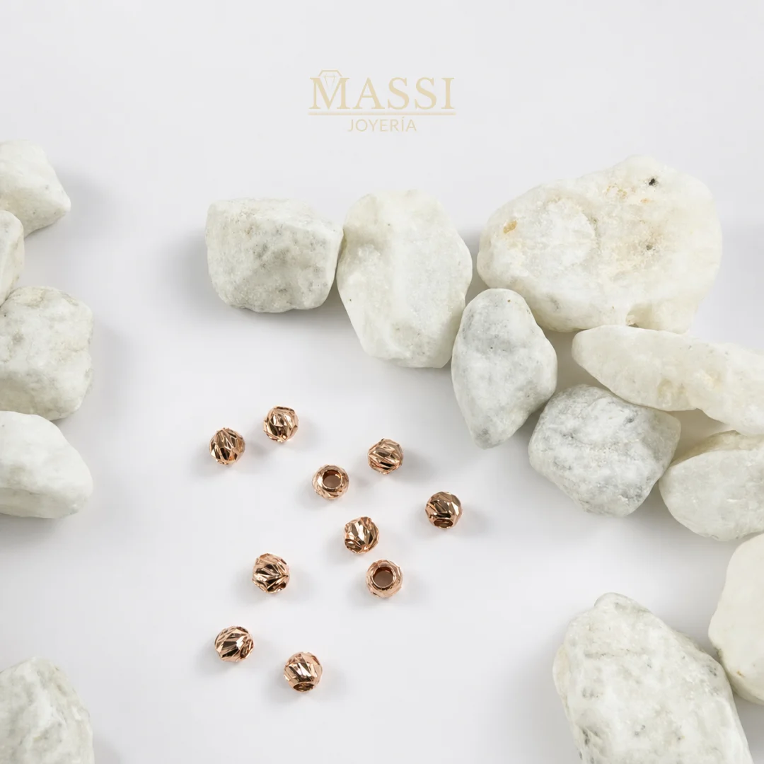 10 Balines #3 Diamantados Oro Nacional Rosa de 3 mm de diámetro