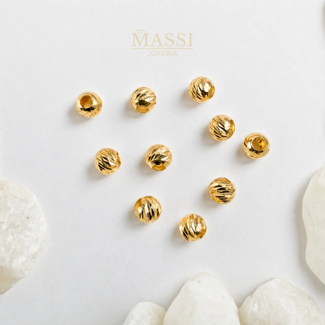 10 Balines #4 Diamantados Oro Nacional Amarillo de 4 mm de diámetro