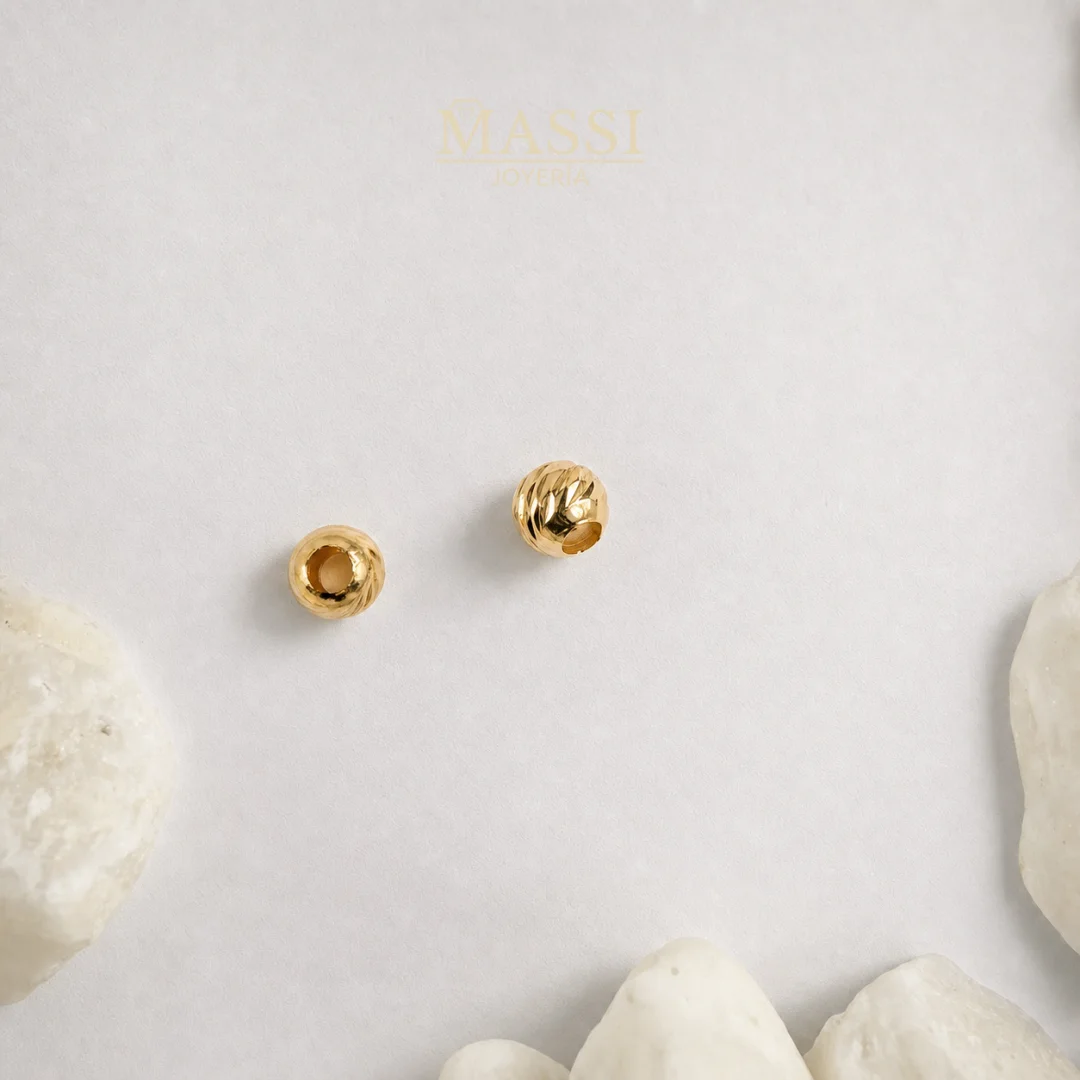 2 Balines #4 Diamantados Oro Nacional Amarillo de 4 mm de diámetro