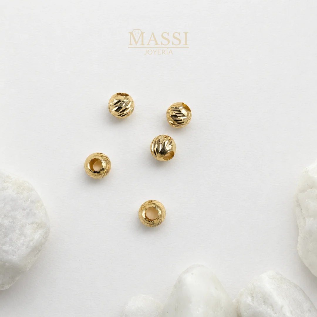 5 Balines #4 Diamantados Oro Nacional Amarillo de 4 mm de diámetro