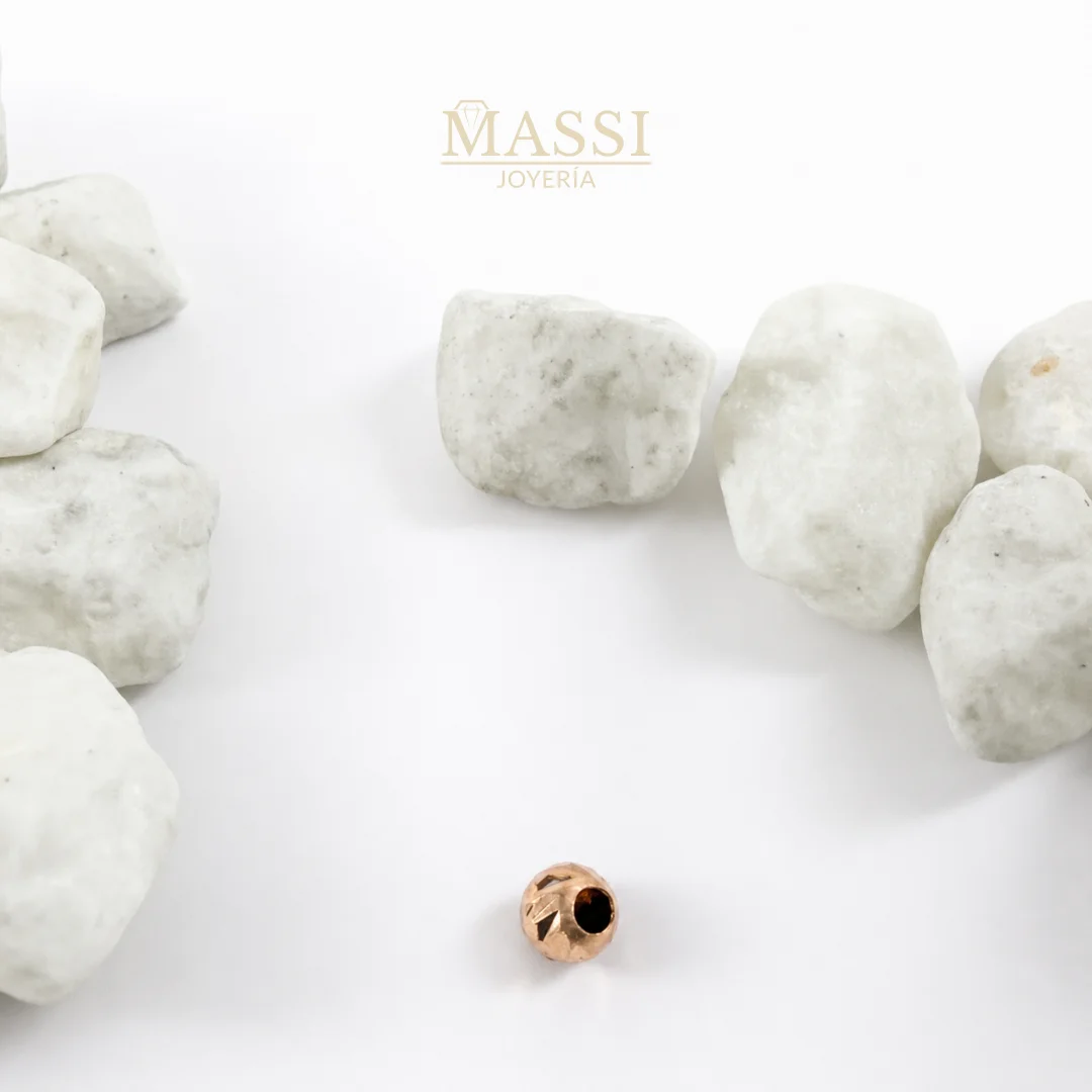 1 Balín #4 Diamantado Oro Nacional Rosa de 4 mm de diámetro