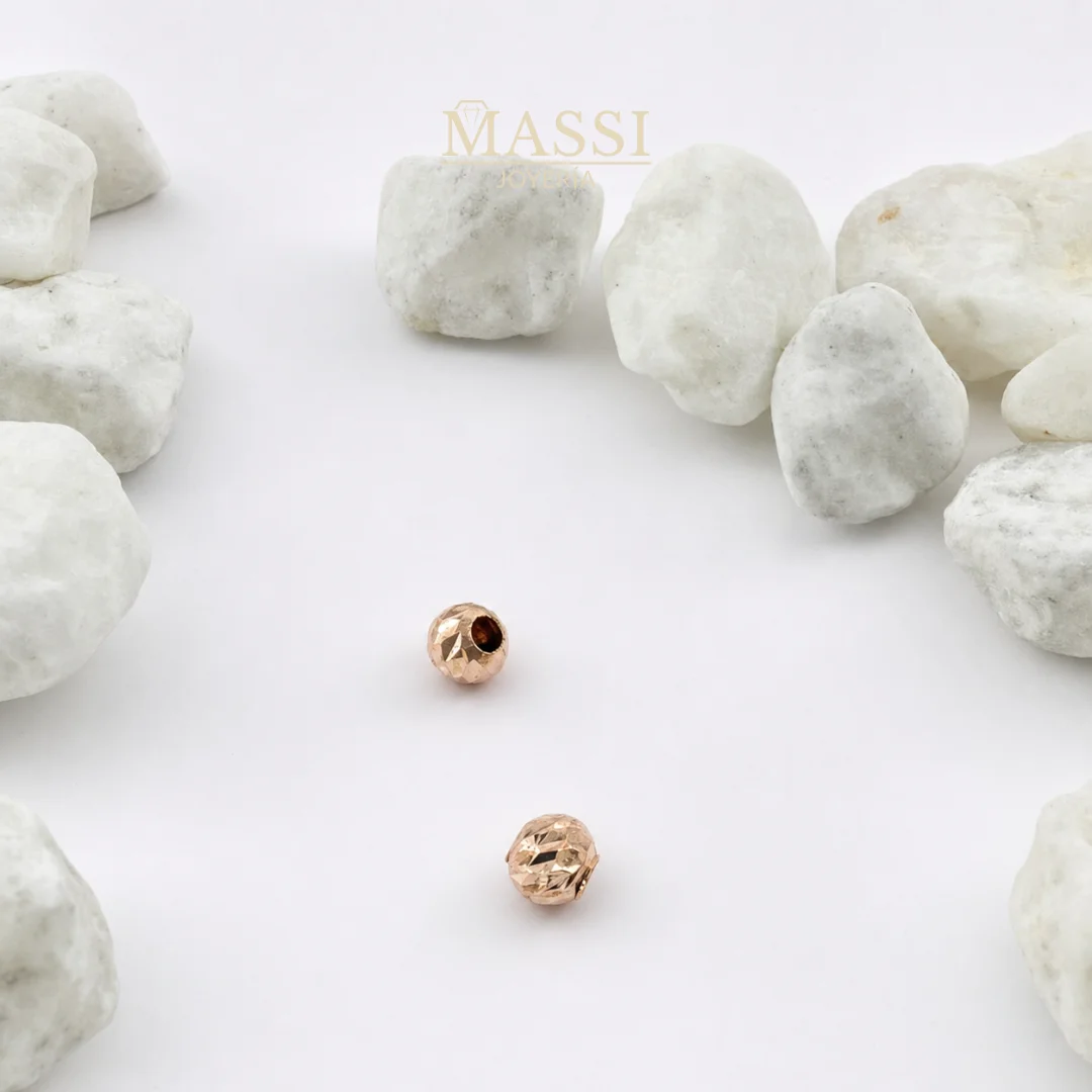 2 Balines #4 Diamantados Oro Nacional Rosa de 4 mm de diámetro