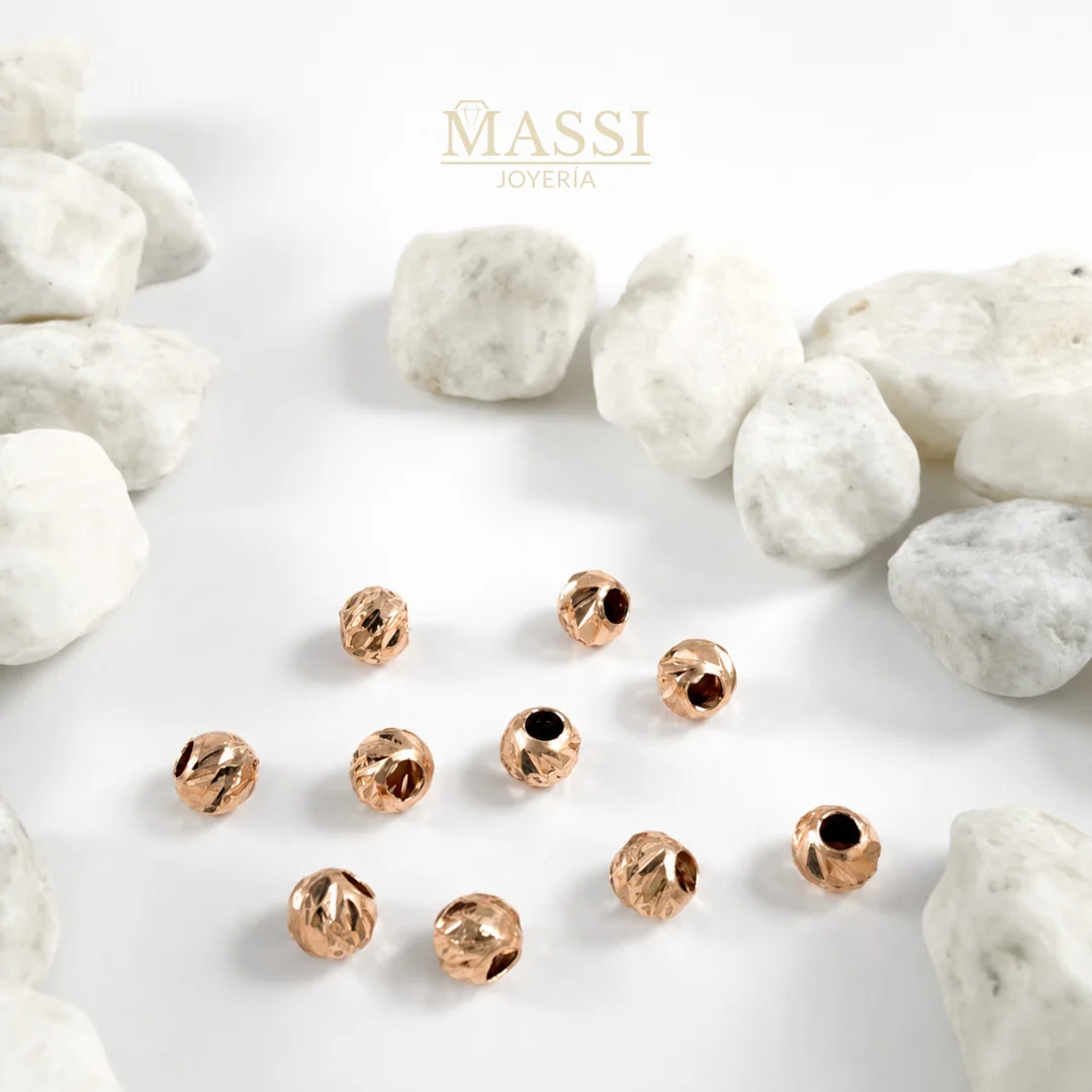 10 Balines #4 Diamantados Oro Nacional Rosa de 4 mm de diámetro