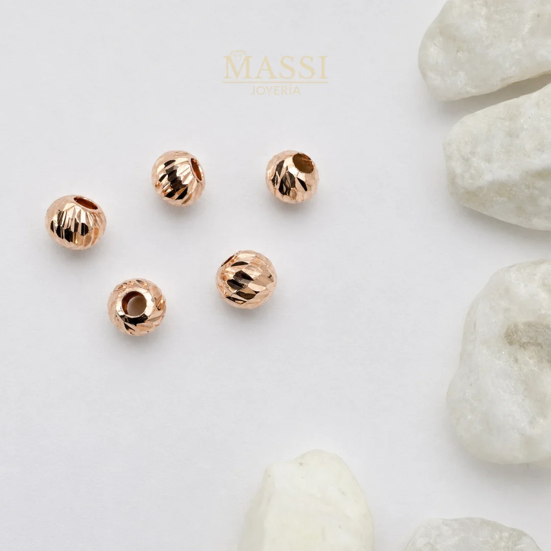 Balines #5 Diamantados de 5 mm en oro nacional rosa, presentación de 5 unidades