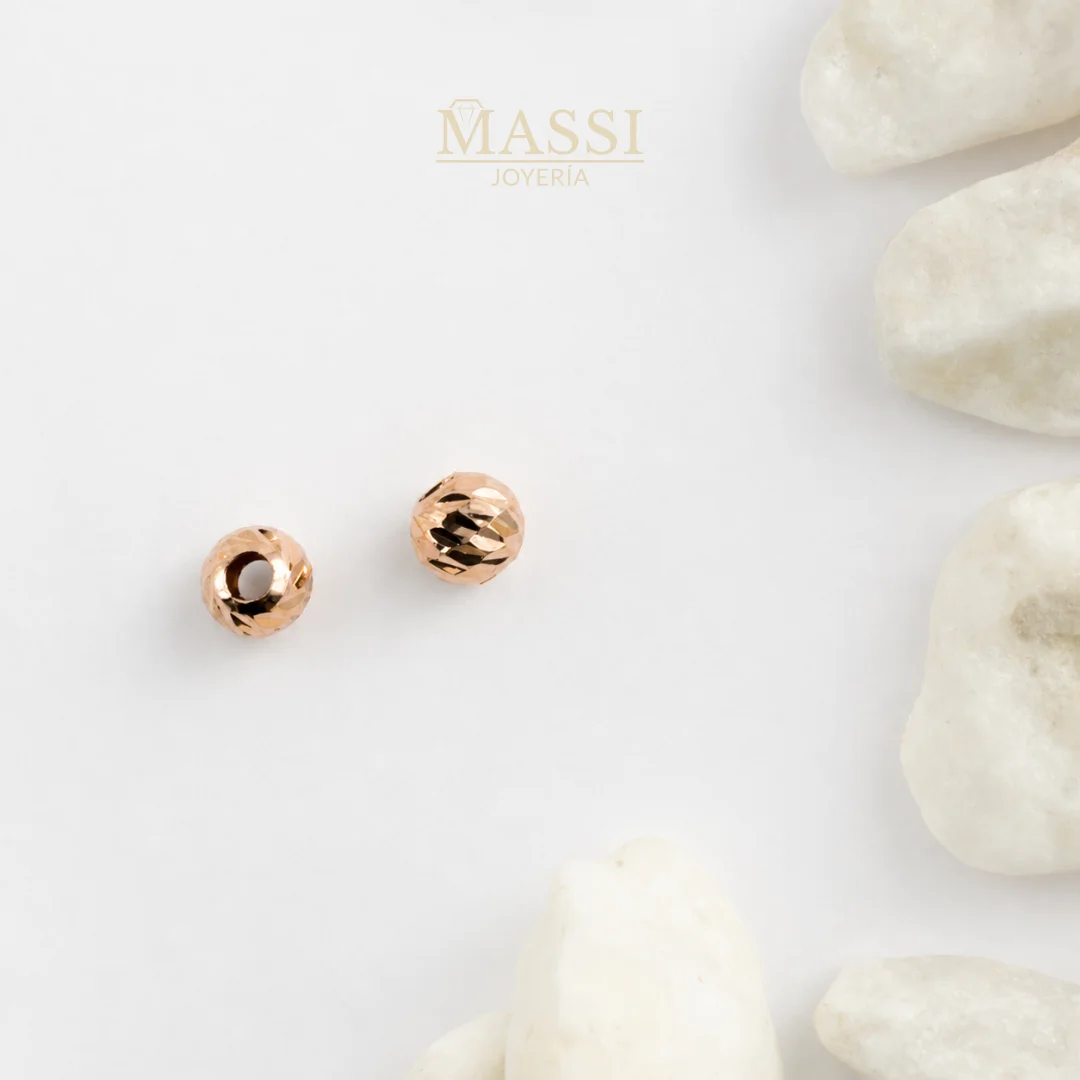 Balines #5 Diamantados de 5 mm en oro nacional rosa, presentación de 2 unidades