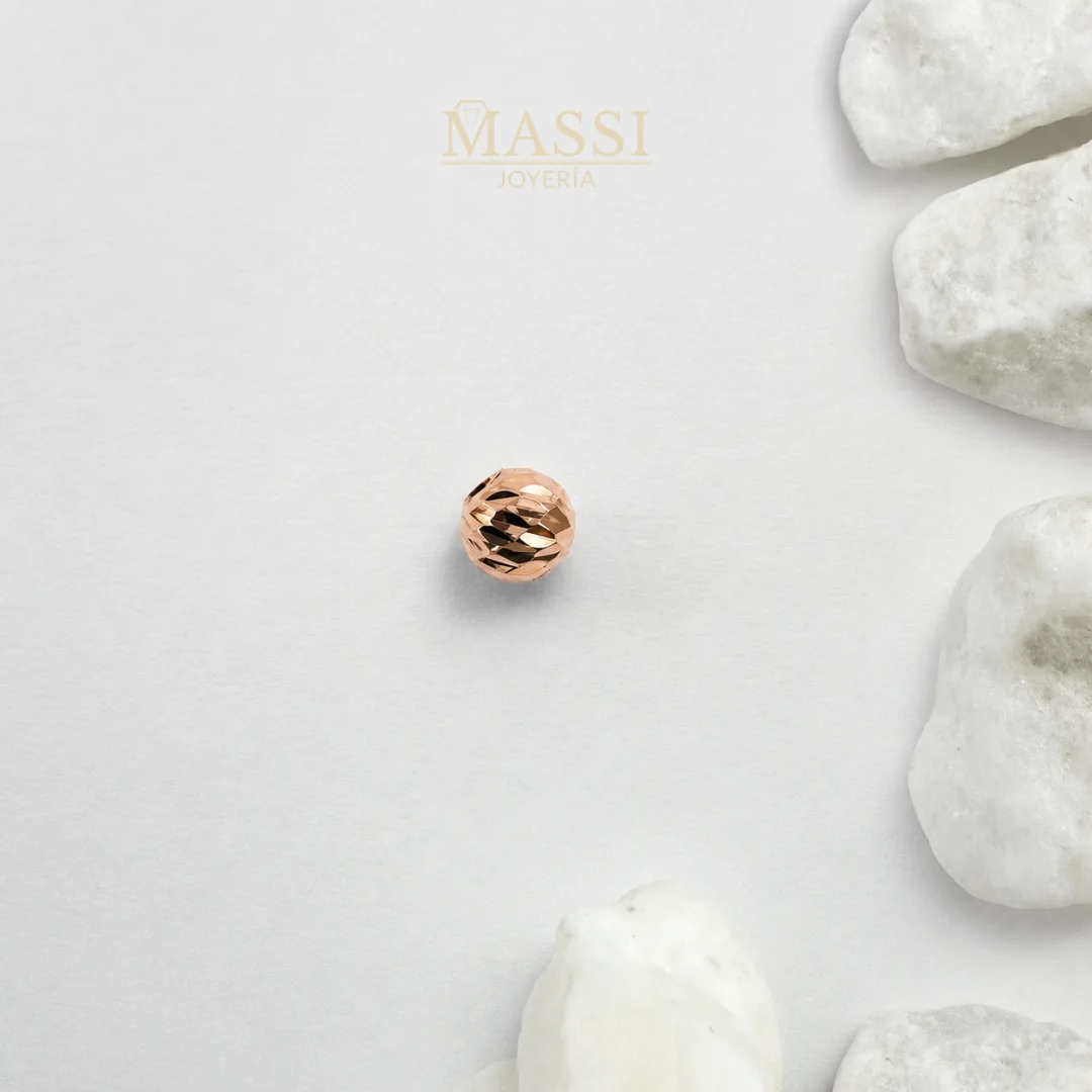 Balín #5 Diamantado de 5 mm en oro nacional rosa, presentación de 1 unidad