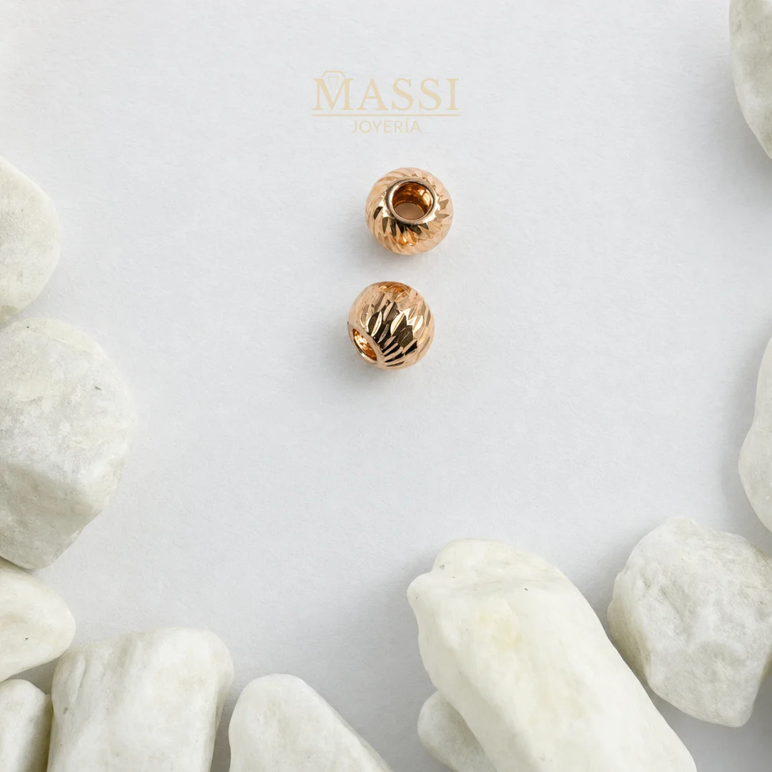 Balines #6 Diamantados de 6 mm en oro nacional rosa, presentación de 2 unidades