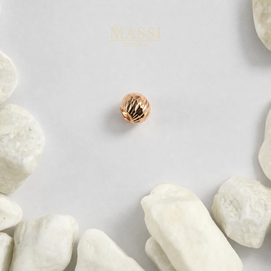 Balín #6 Diamantado de 6 mm en oro nacional rosa, presentación de 1 unidad