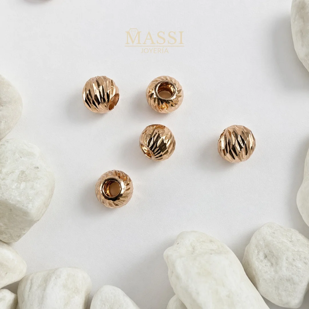 Balines #6 Diamantados de 6 mm en oro nacional rosa, presentación de 5 unidades