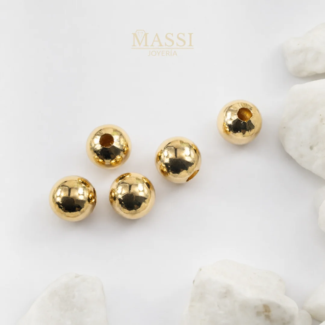 5 Balines #7 Lisos Oro Nacional Amarillo de 7 mm de diámetro