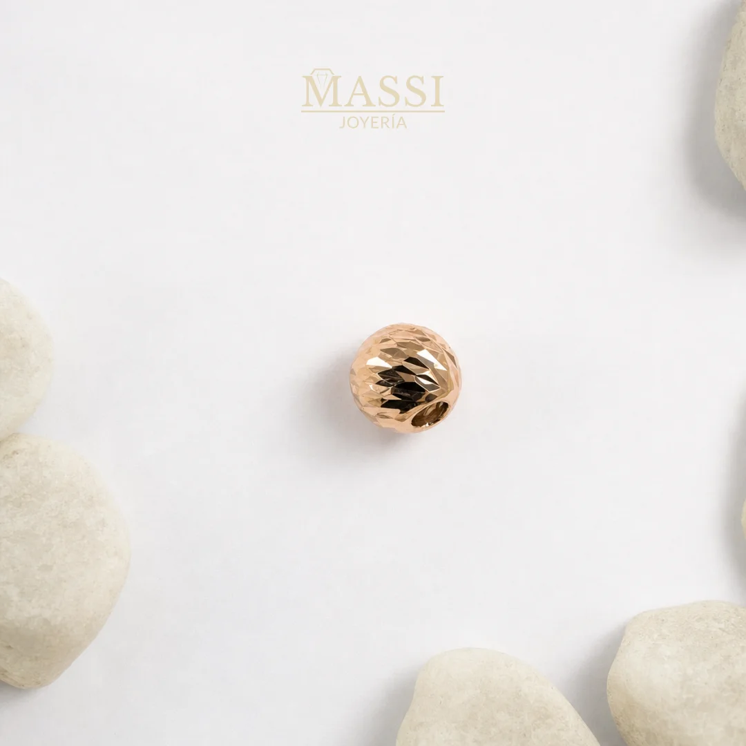 Balín #7 Diamantado de 7 mm en oro nacional rosa, presentación de 1 unidad