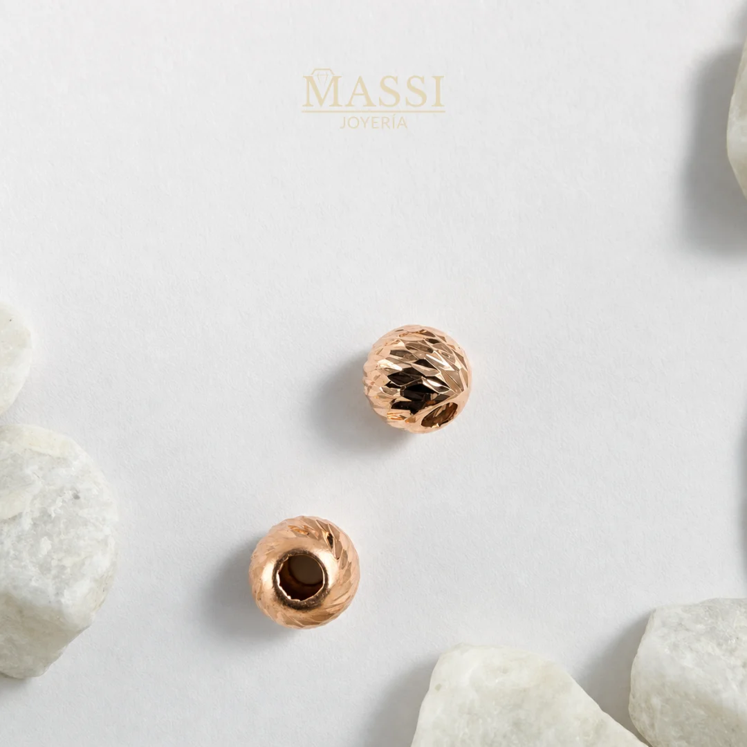 Balines #7 Diamantados de 7 mm en oro nacional rosa, presentación de 2 unidades