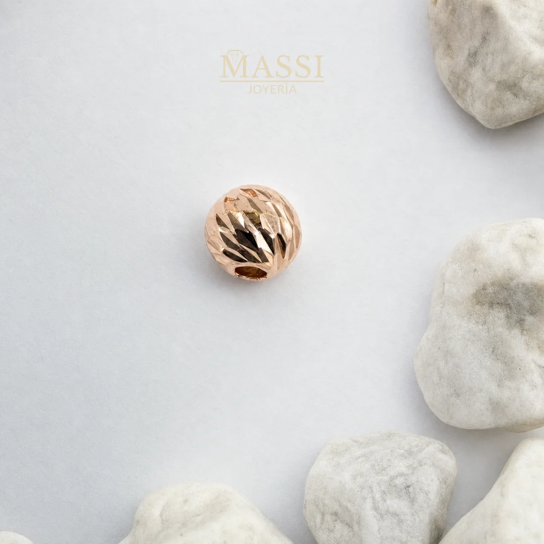 Balín #8 Diamantado de 8 mm en oro nacional rosa, presentación de 1 unidad