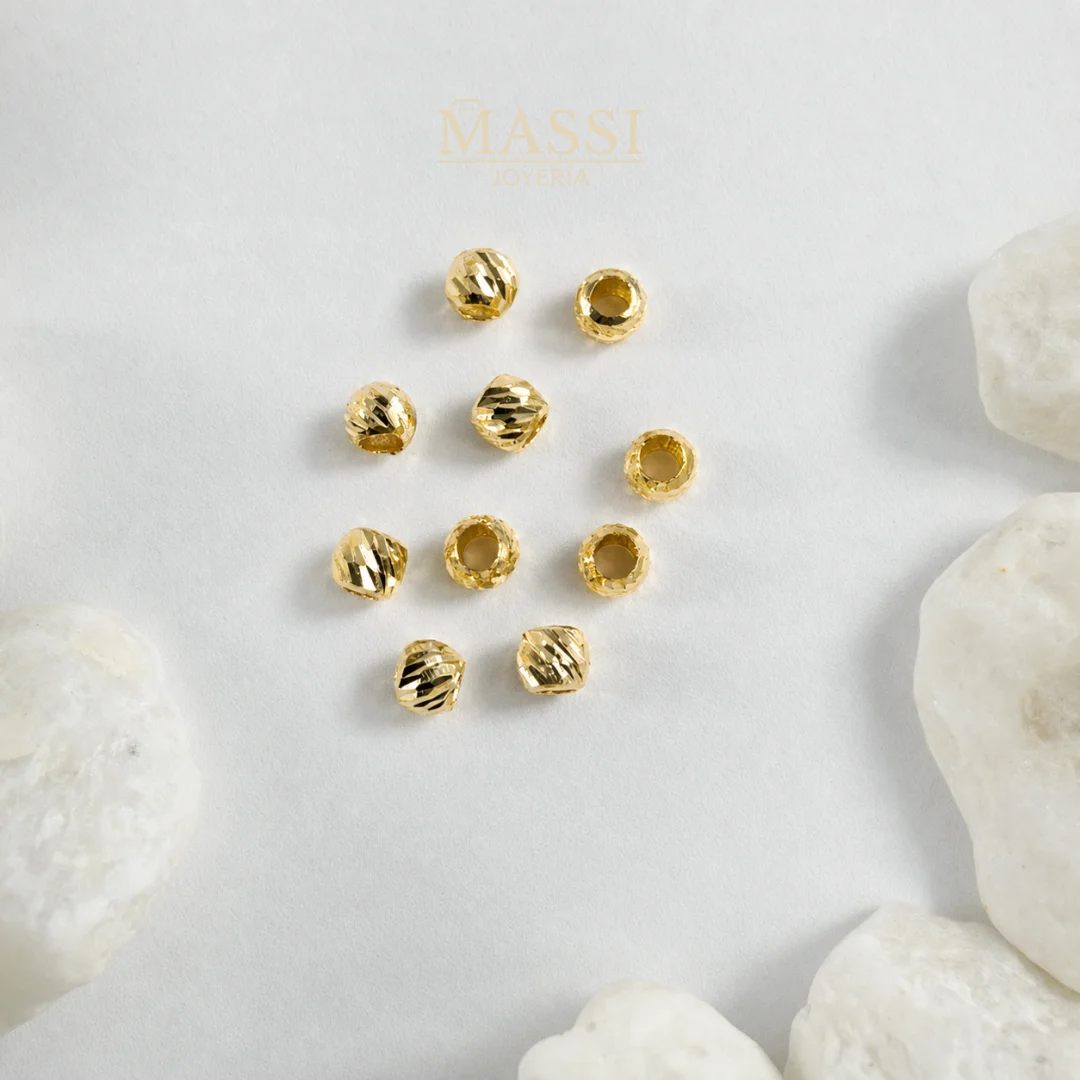 10 Balines #3 Diamantados Oro Nacional Amarillo de 3 mm de diámetro