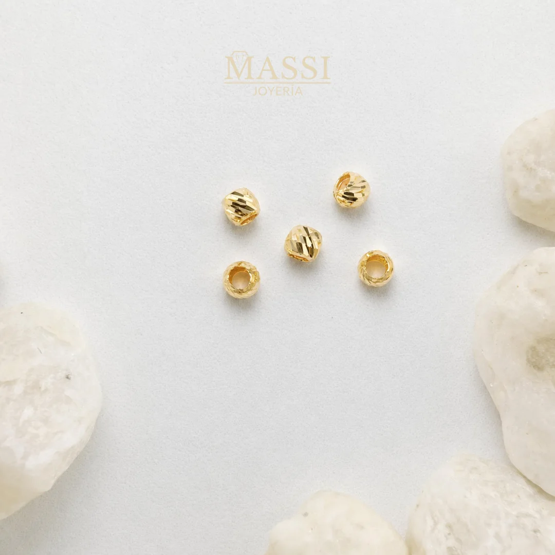 5 Balines #3 Diamantados Oro Nacional Amarillo de 3 mm de diámetro