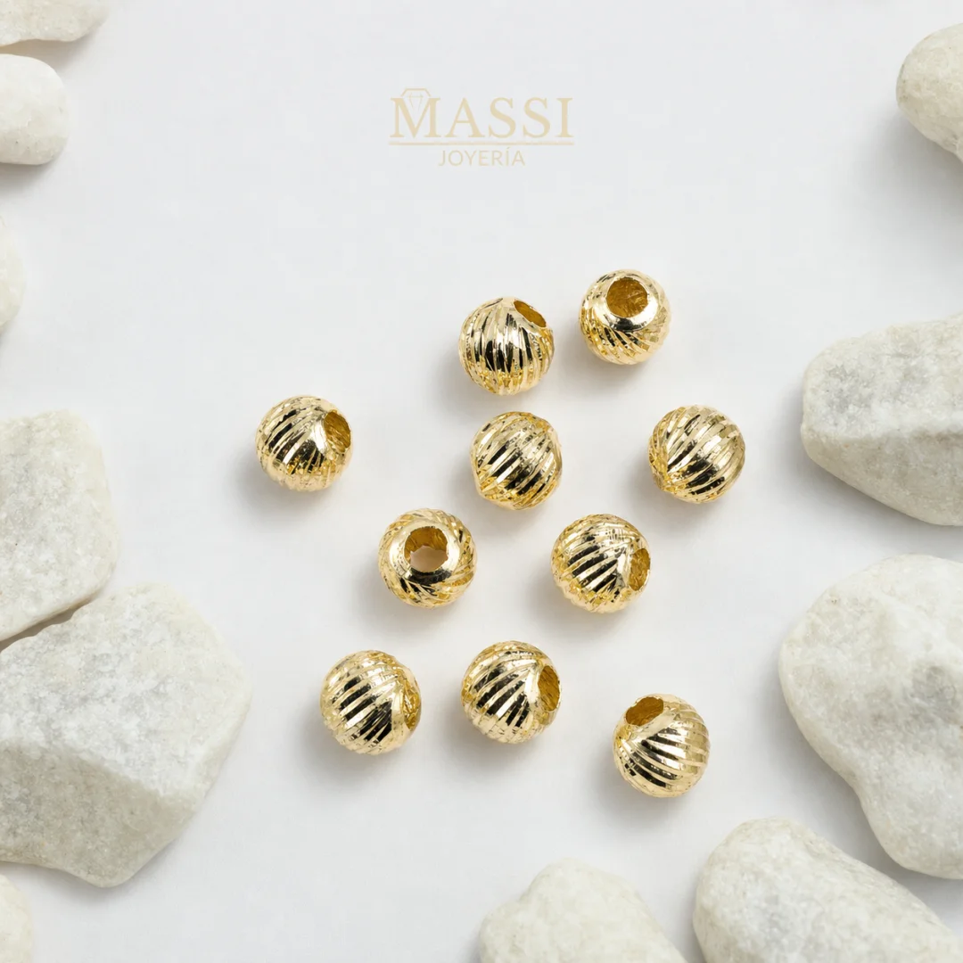 10 Balines #6 Diamantados Oro Nacional Amarillo de 6 mm de diámetro