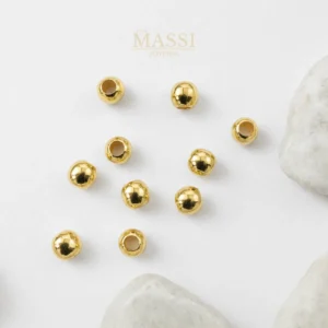 10 Balines #4 Lisos en Oro Nacional Amarillo de 4 mm