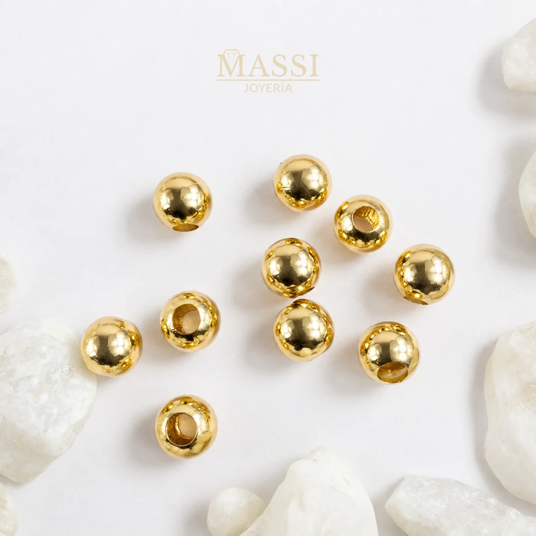 Diez Balines Lisos #6 de 6 mm en oro amarillo