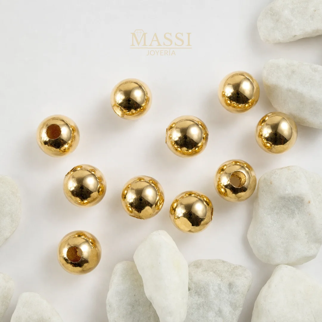 10 Balines #8 Lisos Oro Nacional Amarillo de 8 mm de diámetro