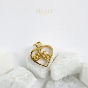 Dije Corazón con Bicicleta de 10 × 10 mm en oro nacional amarillo