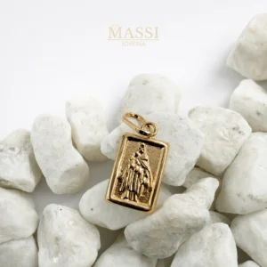 Dije Virgen del Carmen Rectangular de 12 × 8 mm en oro nacional amarillo