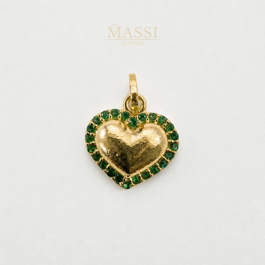 Dije Corazón Casting de 11 x 11 mm con circones en oro amarillo