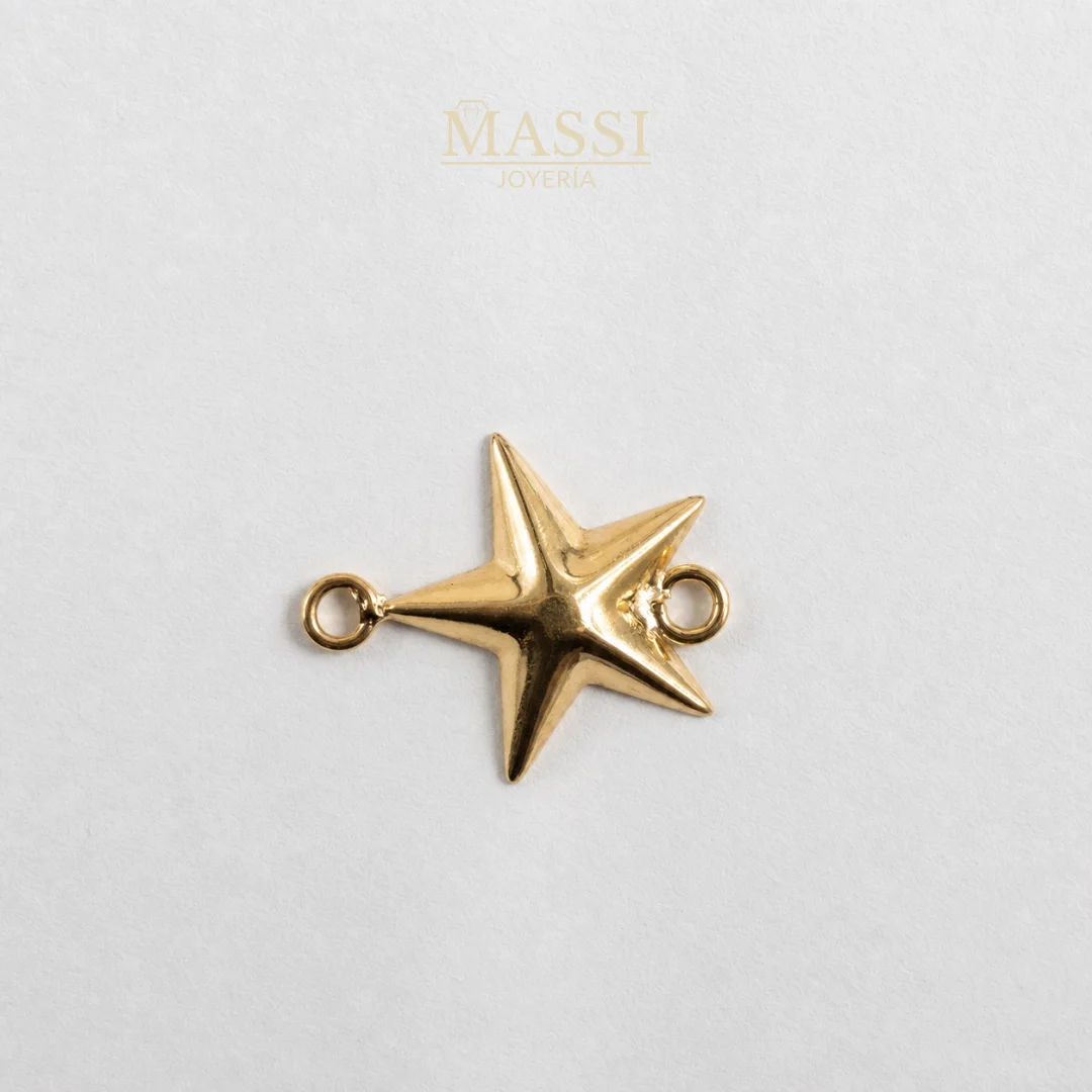 Detalle del diseño 3D plano del Herraje Estrella de 11 mm en oro amarillo
