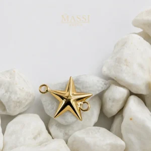 Herraje Estrella 3D Plana de 11mm en oro amarillo
